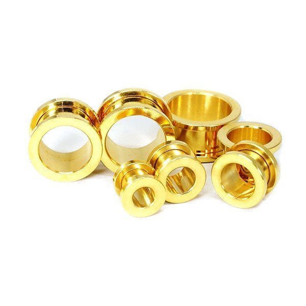 フレッシュ トンネル ゴールド 23/32インチ(18mm) GOLD アイレット サージカルステンレス316L カラーコーティング ボディピアス ロブ┃_画像4