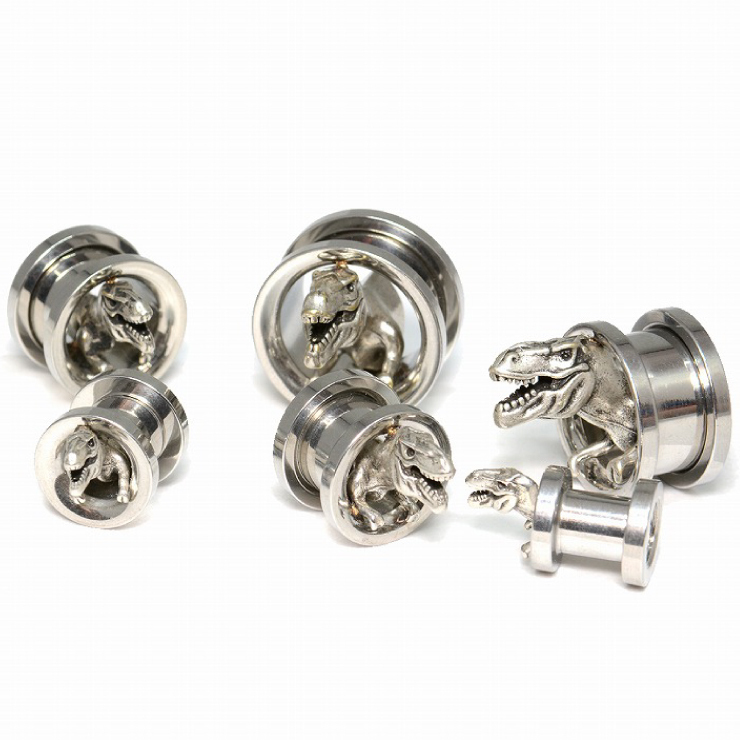  body pierce 00G (10mm) dino fresh tunnel dinosaur dinosaur eyelet surgical stainless steel 316L Lobb design 00 gauge (10 millimeter )I