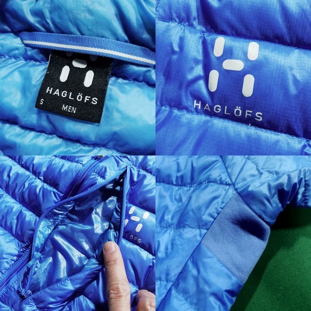 ▲旧タグ HAGLOFS 軽量 インナーダウン ESSENS エッセンスⅡ ダウン フード ゲイルブルー S（JP-M） 美品!!!▲_画像6