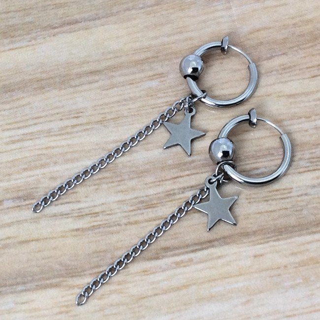  stainless steel man and woman use unisex star tassel long earrings 