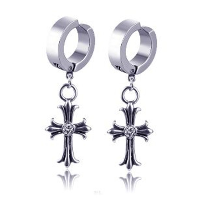  stainless steel man and woman use unisex 10 character . Cross long earrings 