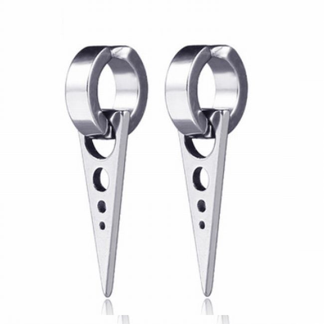  stainless steel reverse triangle shape ring design men's earrings earrings 