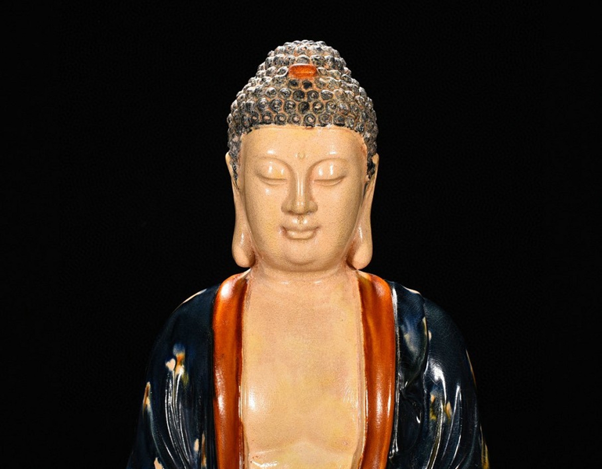 2024年新作入荷 多寶屋】BA432□下図にある□古陶器!唐時代 唐三彩 釈迦牟尼佛 唐