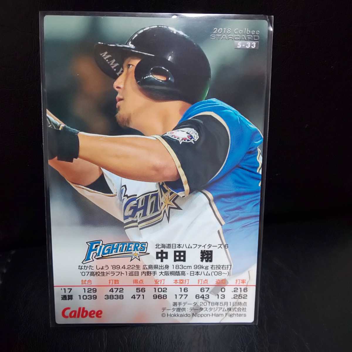 プロ野球チップス2018 北海道日本ハムファイターズ 中田翔 スターカード 野球カード キラカード_画像2