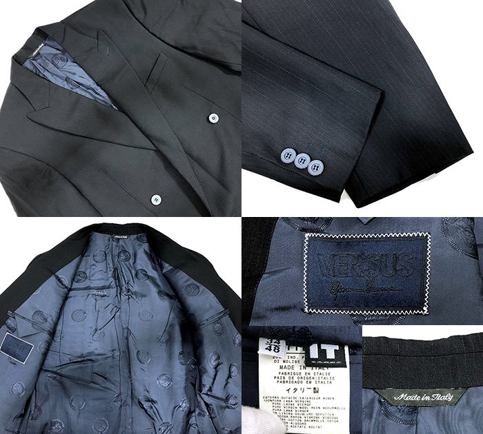 V[VERSUS GIANNI VERSACE]veru подвеска Gianni Versace полоса двойной tailored jacket размер 48 Италия производства RA5539
