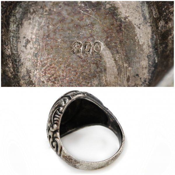  Vintage silver made monogram oval sig net ring fili Gree antique ring 