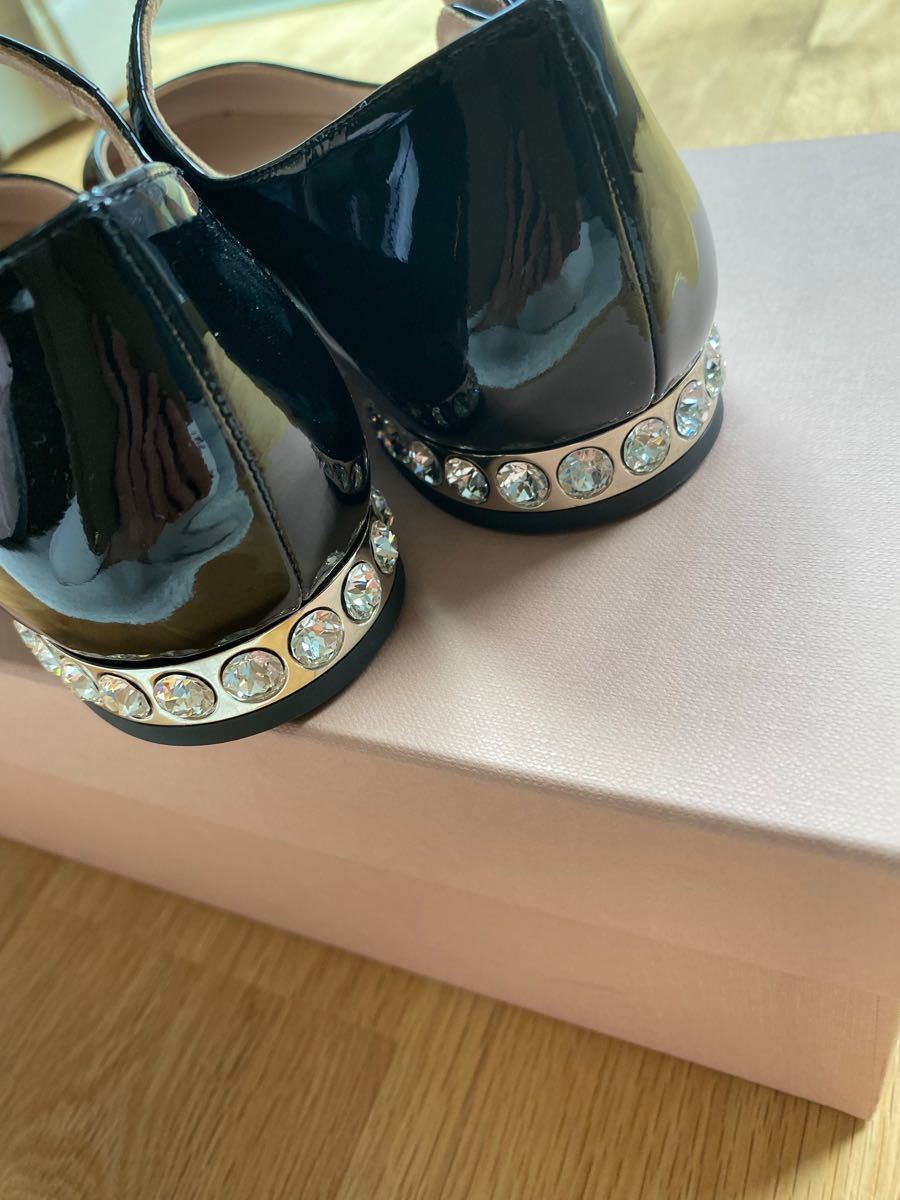 華麗 miumiu 靴 ラメ ストラップ ☆ほぼ新品☆ フラットシューズ