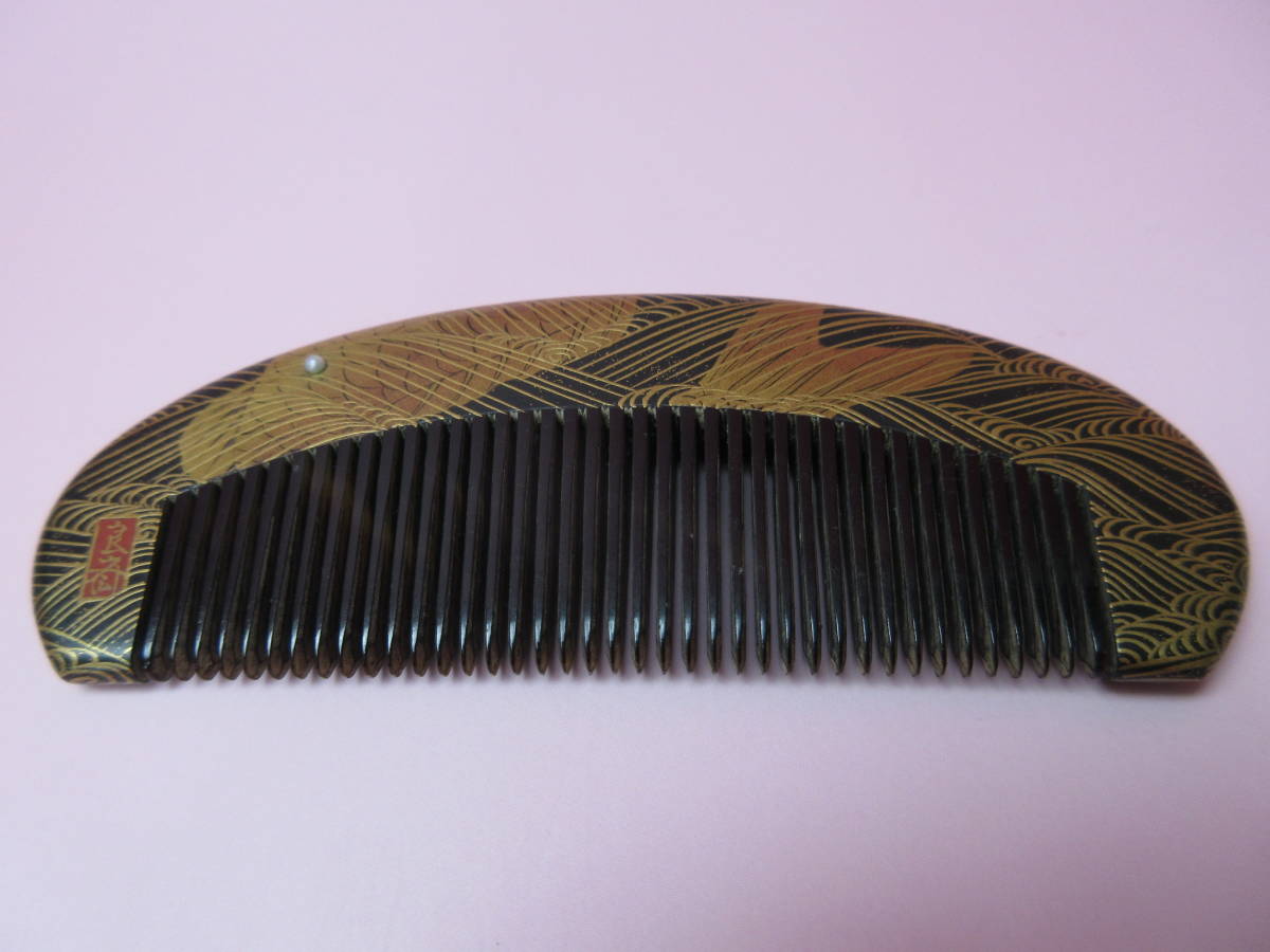 ヤフオク! - ♪♪RK 72 ♪♪在銘 良斎 べっ甲 真珠 金蒔絵 鯉模...