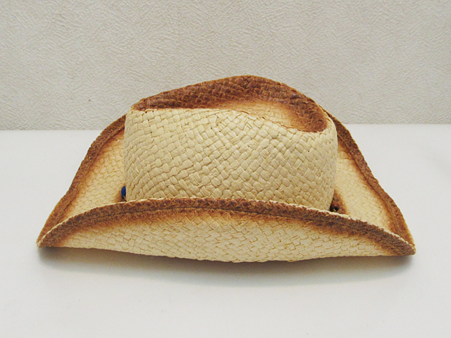 ビーズ付き ペーパーテンガロンハット 肌ナチュラル / ストロー麦HAT帽子