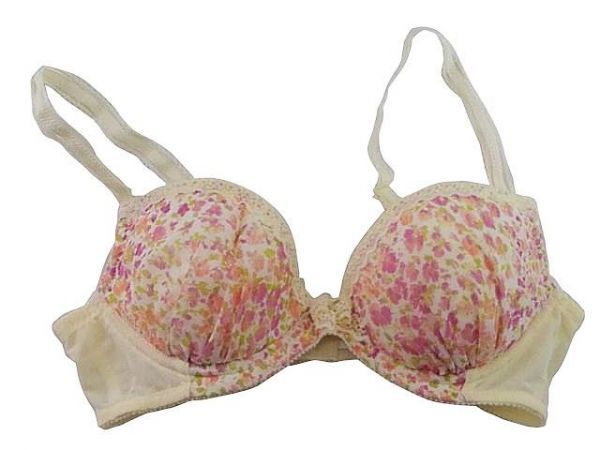 SI6362◇ 新品 ブラジャー ワイヤー入り パッド入り ブラカップ上部縁取りレース センターリボン付き B70 アイボリホワイト 送料350円