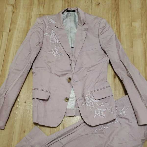  Tornado Mart setup suit jacket pants embroidery processing floral print lavender pink M size made in Japan 