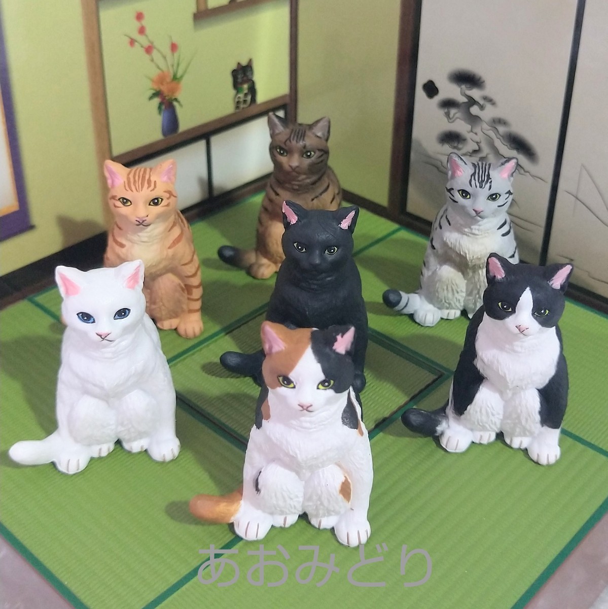 Paypayフリマ しゃがむねこ 全6種 シークレット 猫 ミニチュアフィギュア 香箱座り猫 座る猫 カプセルトイ