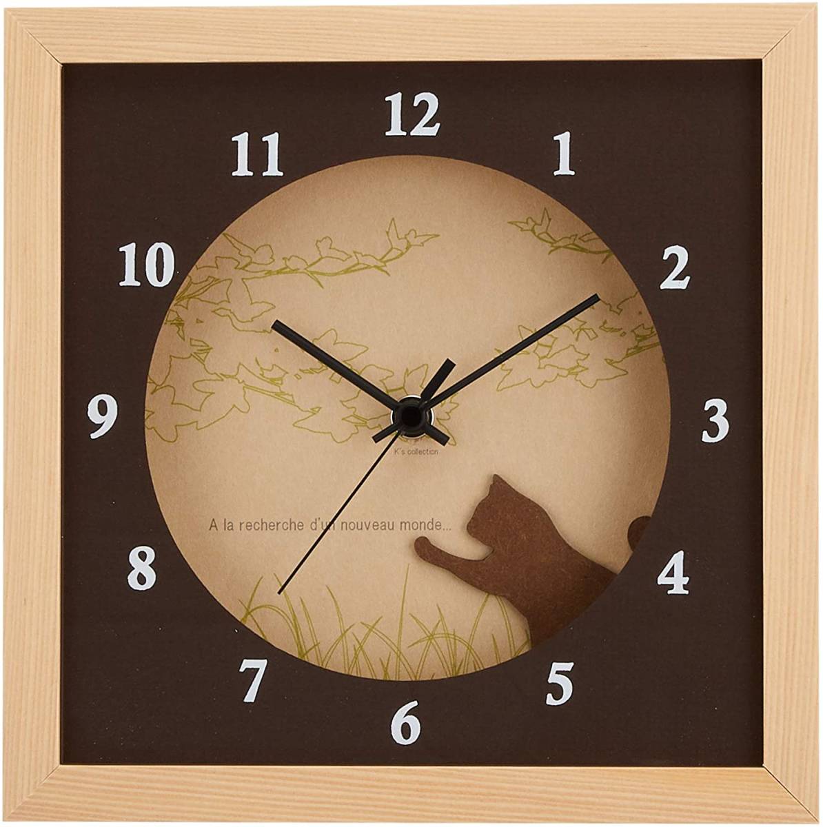 新品 北欧 お洒落 壁掛け時計 ウォール時計 インテリア 猫 ネコ ねこ 猫の時計 壁掛け ナチュラルウッド 掛け時計 掛時計 木製 ナチュラル