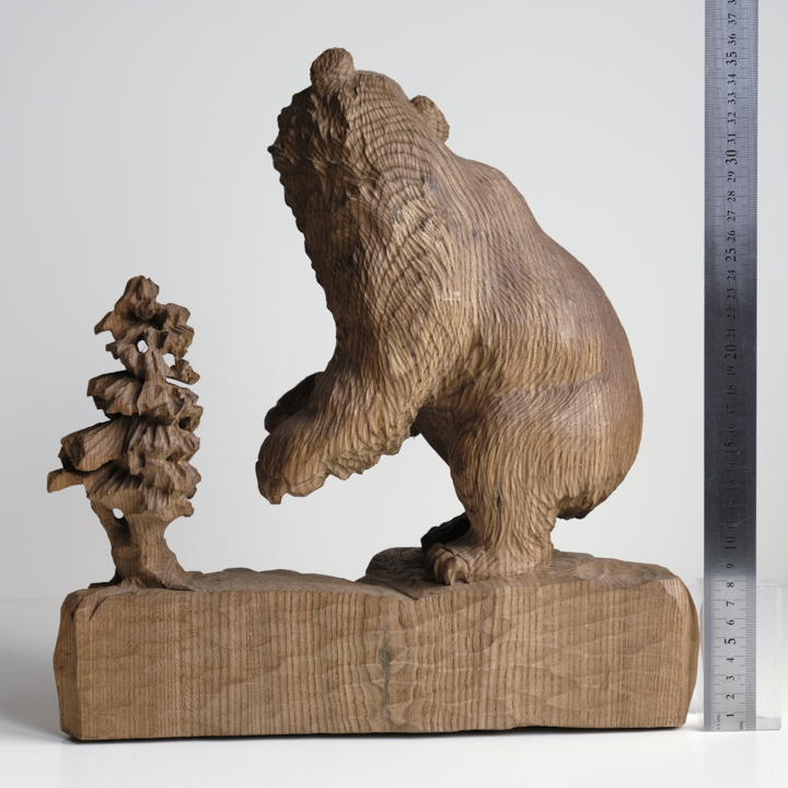 ヤフオク! - 木彫の熊 高さ約36cm北海道 民芸品 木彫り熊 木