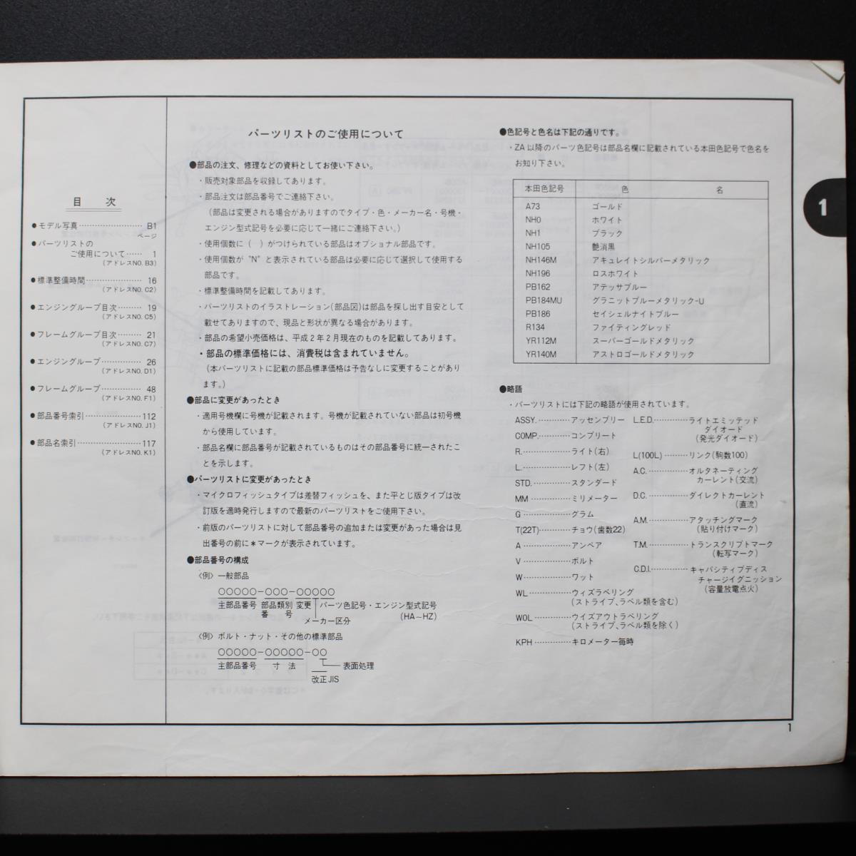 HONDA｜NS50F(AC08-120,130,140,150)｜パーツリスト｜1990年2月発行,平成2年2月発行 第6版｜11GE2HJ6｜ホンダ｜210118_画像4