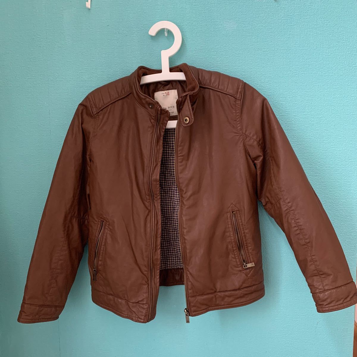 ZARA BOYS】【140】フェイクレザー ジャケット ライダースジャケット