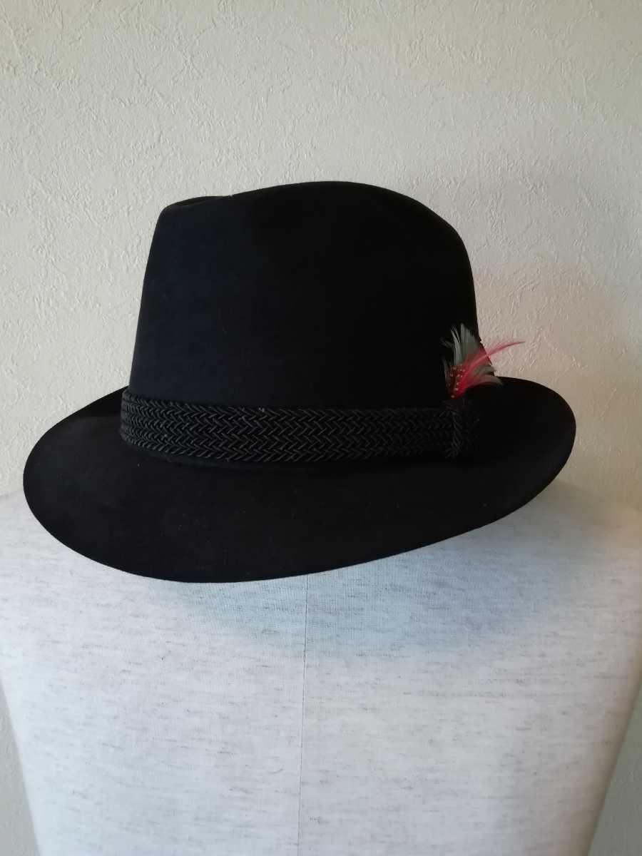 特別送料無料！】 Stetson 3/8 黒 7 毛 ヴィンテージ 米国製 中折れ帽