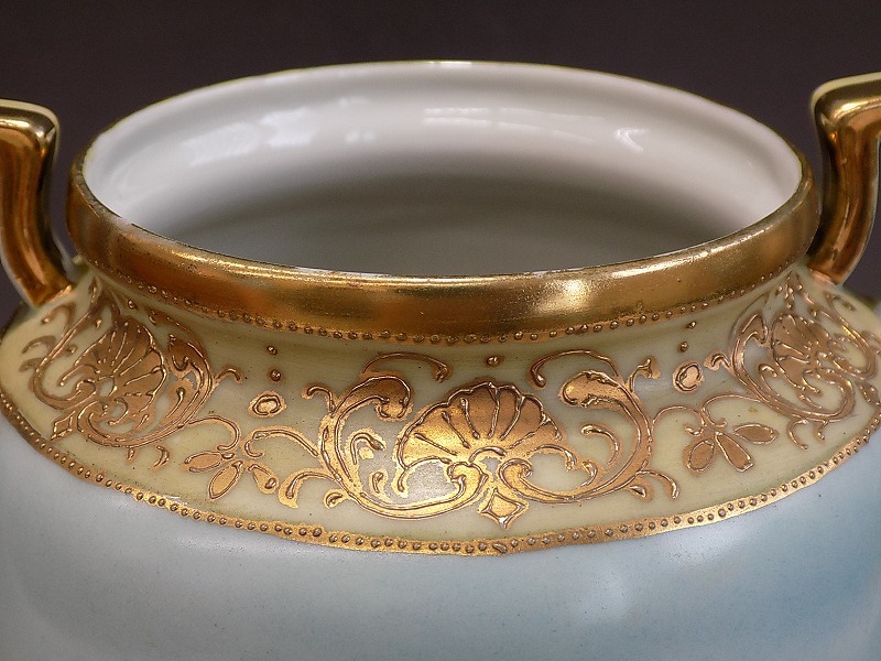 c599 オールドノリタケ 金彩 エナメル彩 風景畫 雙耳 花瓶 飾壷 高さ26cm 日本陶器 アンティーク ヴィンテージ