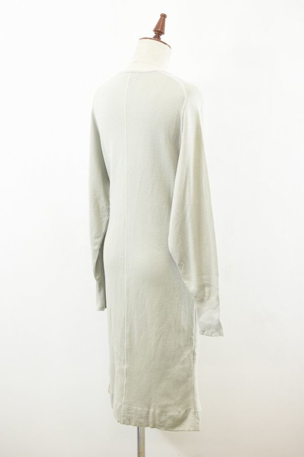 AW A0059 Christian Dior クリスチャンディオール 長袖 ワンピース ドレス 伸縮 ニット セーター ハーフボタン ブランドボタン グレー L_画像3