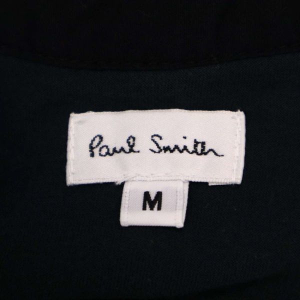 Paul Smith ポールスミス 【メインライン】 春夏 バンドカラー 半袖 ポロシャツ Sz.M　メンズ 黒 日本製　A1T06337_5#D_画像6