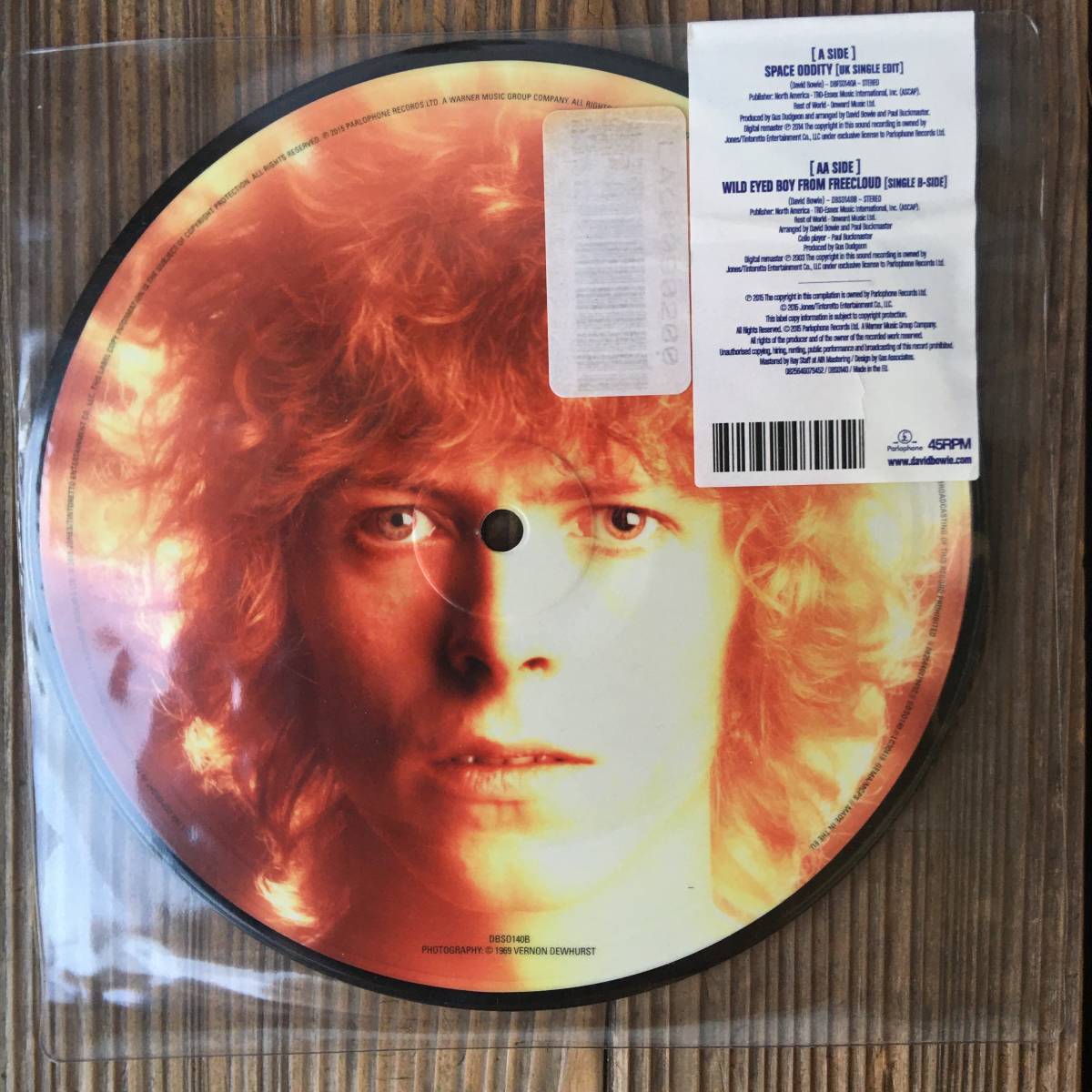 ★送料込み/試聴/40th Anniver/限定盤【David Bowie/Space Oddity (UK Single Edit)/Wild Eyed Boy From Freecloud (Single B-Side)】7inch