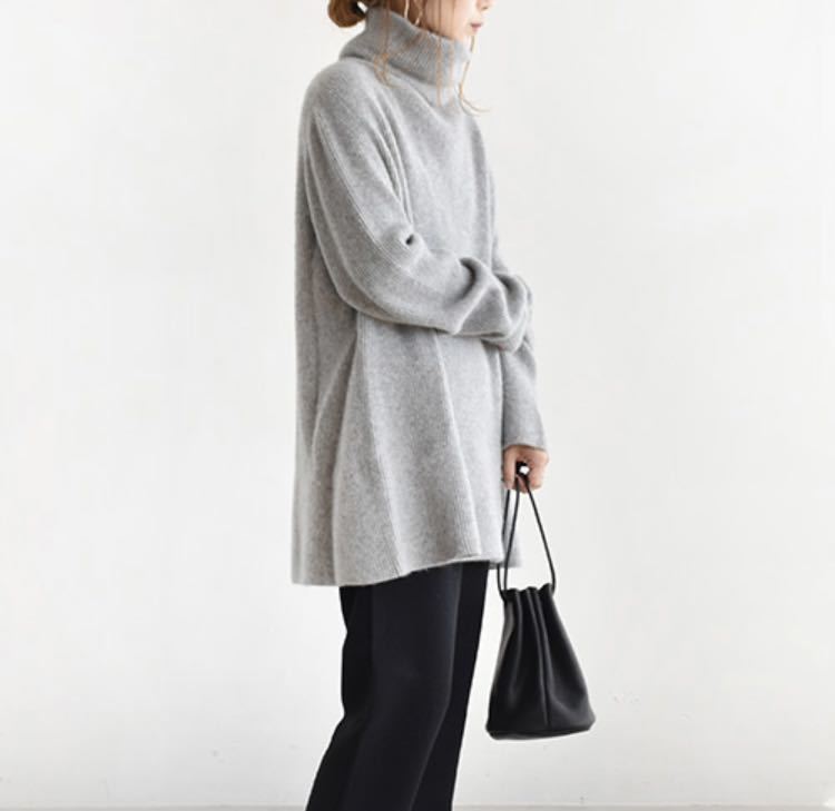 バトナー BATONER インナー カシミヤ グレー セーター タートルネック ...