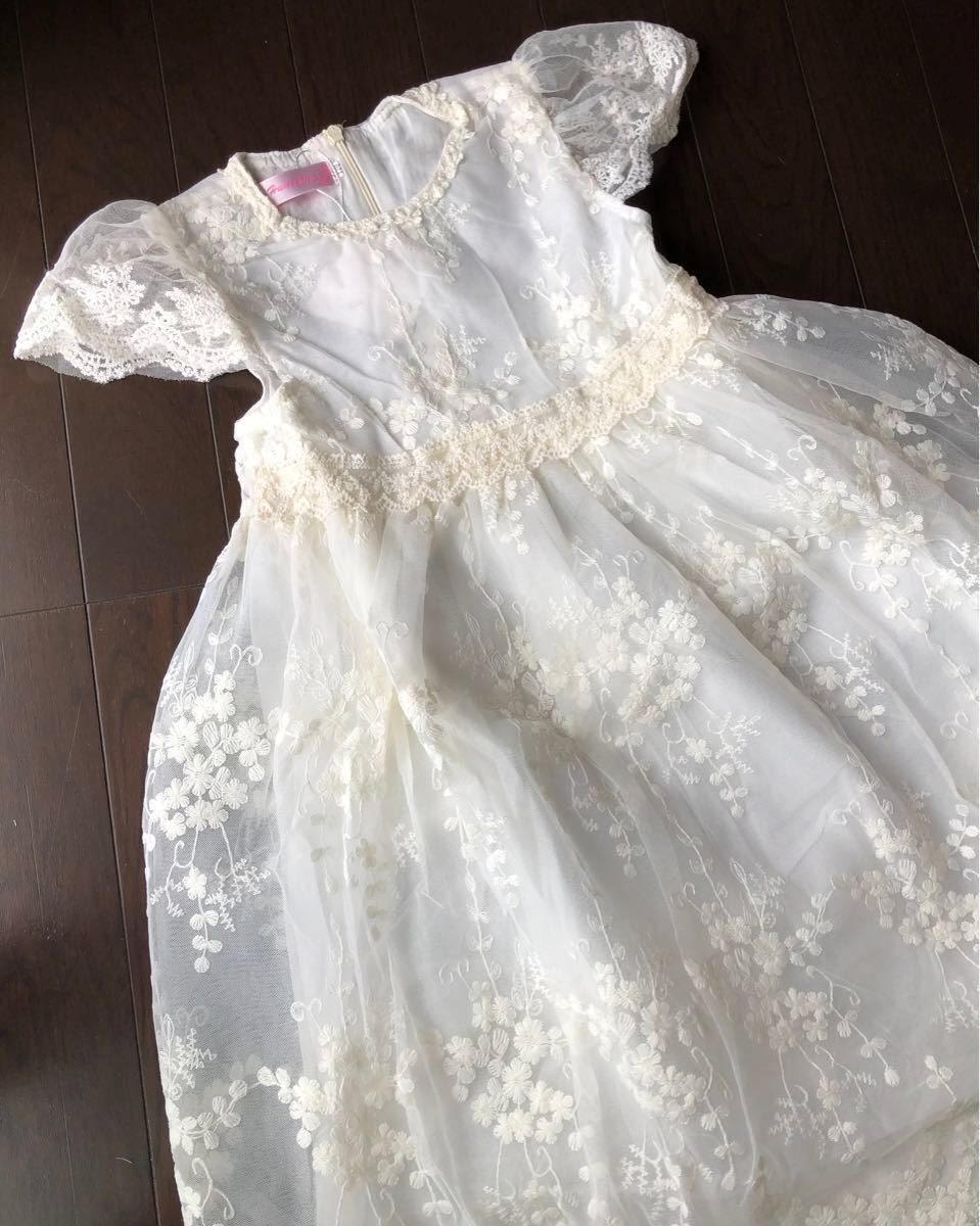 刺繍ワンピース110  キッズ女の子ワンピース　レースワンピース フォーマルドレス ふんわりスカート 結婚式 発表会  韓国子供服