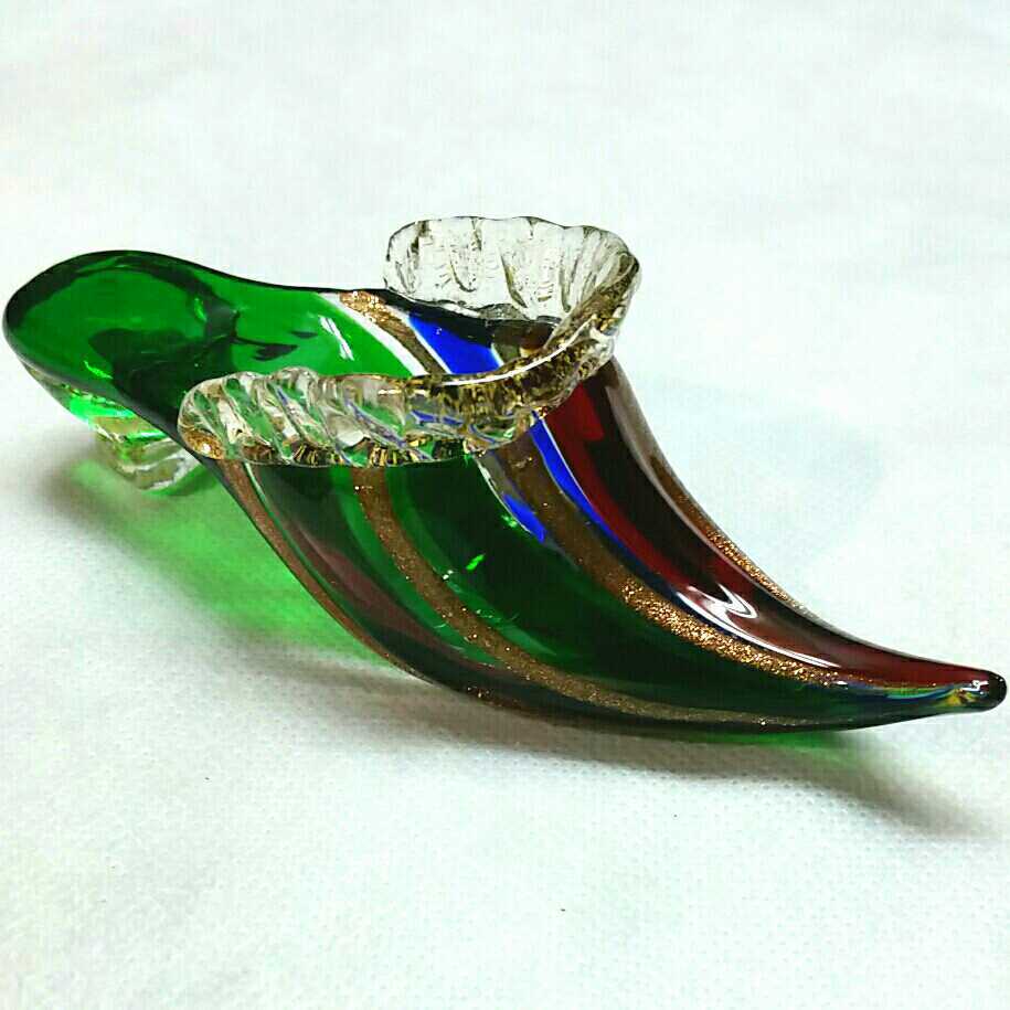 MURANO】☆ムラノ 金彩 グリーン レッド ライン ハイヒール パンプス