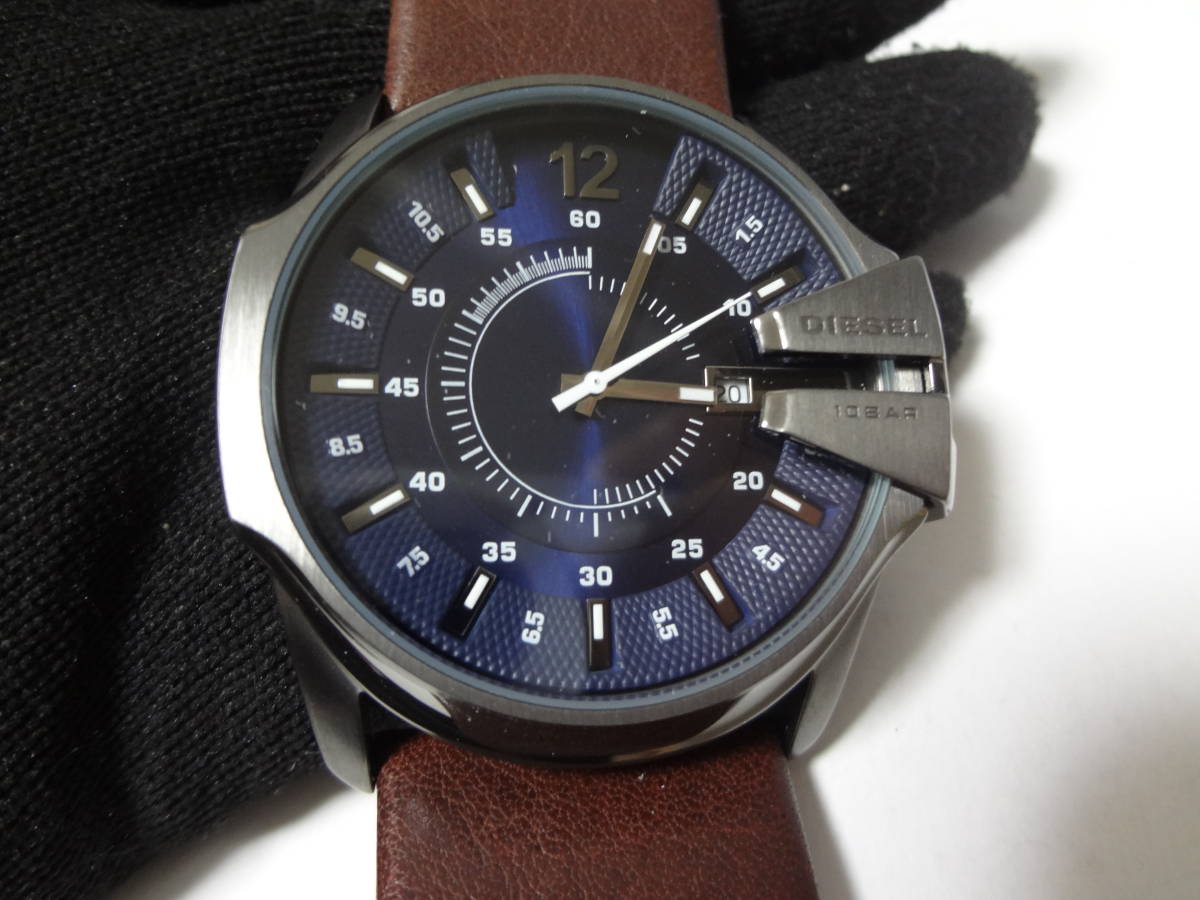  diesel DIESELma starch -f Date leather belt DZ1618 wristwatch exhibition unused goods box less 