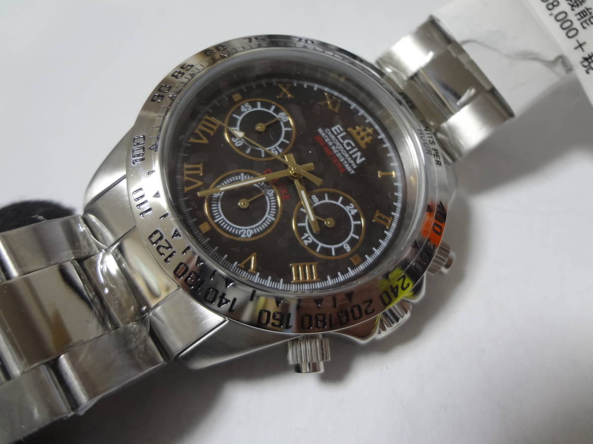 ELGIN Elgin chronograph wristwatch exhibition unused goods box less 