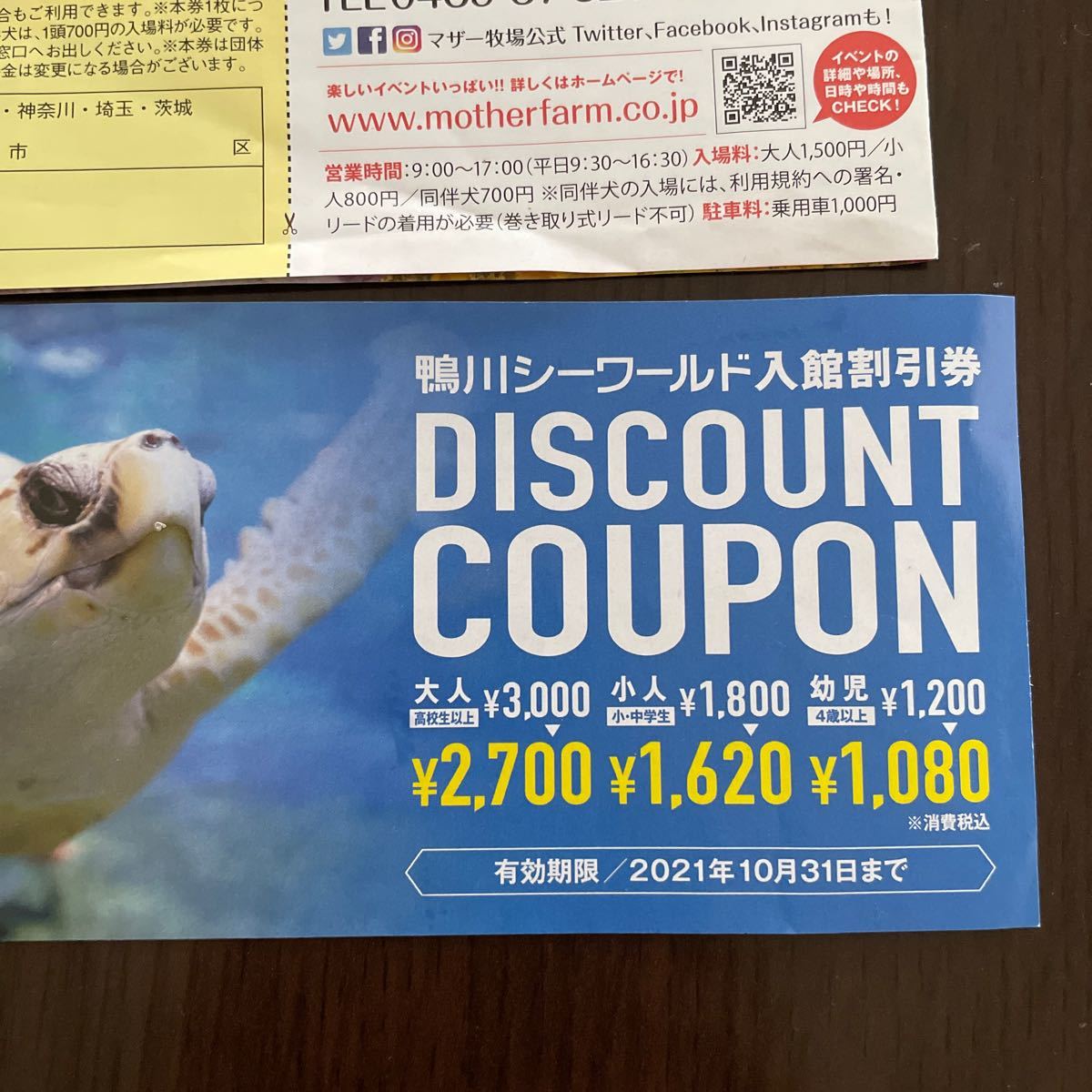 マザー牧場 鴨川シーワールド 無料割引券 クーポン 動物園水族館|PayPayフリマ ○ 東武動物公園 特別 入園券 5枚 割引券 動物園 入場券 株主優待 ○