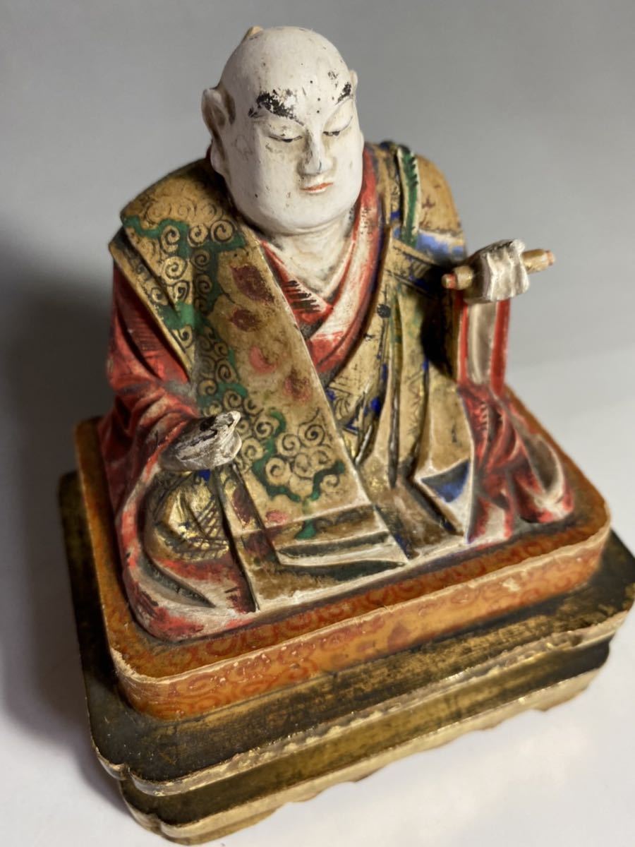 木彫り 仏教美術 彫刻 美術品 日蓮大聖人 仏像 菩薩 宗教美術 坐像