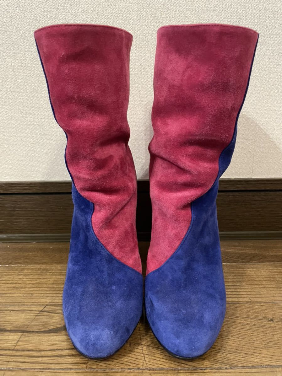 本物 名作 Christian Louboutin クリスチャンルブタン マルチカラー レザー ブーツ シューズ 革靴 36 伊製 MADE IN ITALY イタリア製