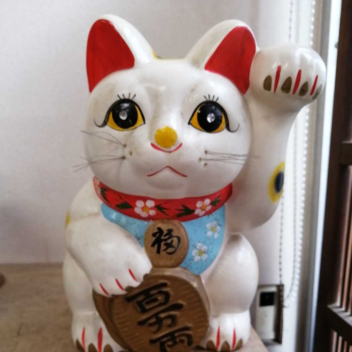  maneki-neko Kirakira savings box quotient ..... thing ornament Showa Retro ceramics antique 