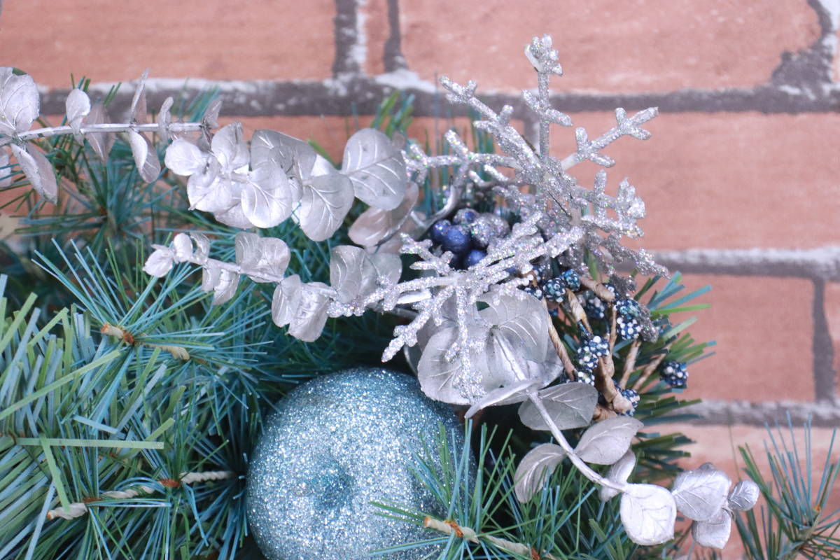  Christmas wreath present condition goods diameter approximately 50cm green / silver interior #(F3997)