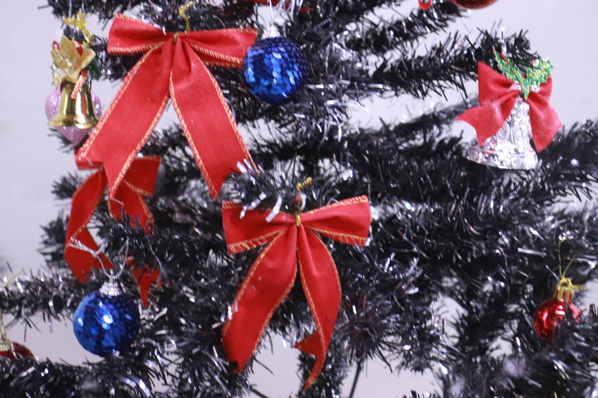 クリスマスツリー 中古品 高さ120cm 現状品 ベース黒色 詳細不明 イルミネーションライト無し■(F4175)_画像6