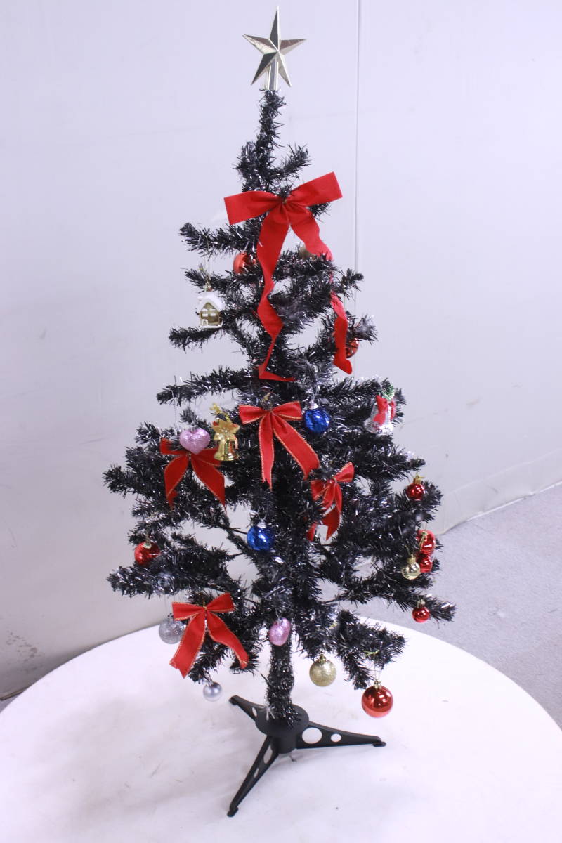 クリスマスツリー 中古品 高さ120cm 現状品 ベース黒色 詳細不明 イルミネーションライト無し■(F4175)_画像2