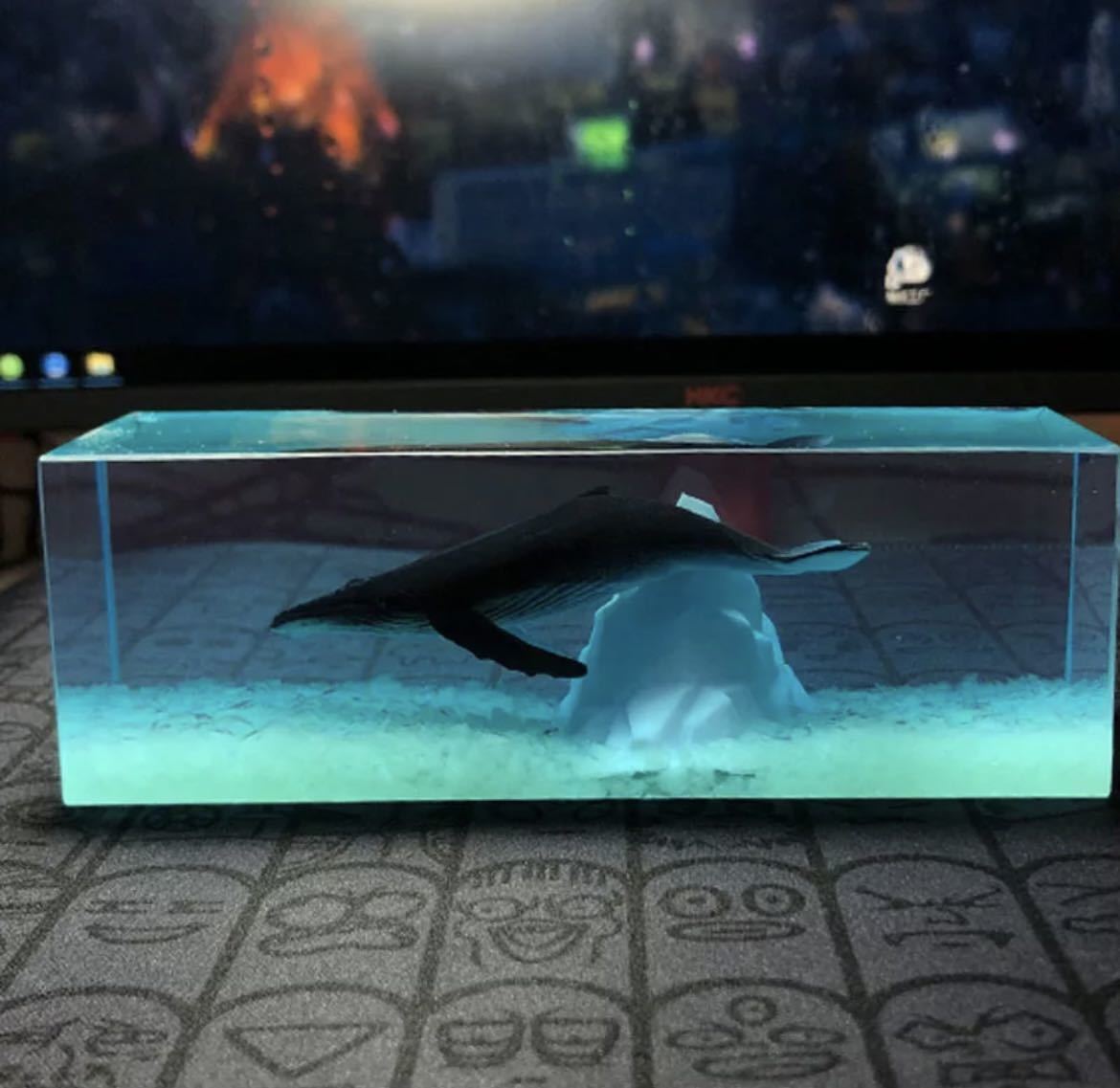 全2種類 要1種類選択 手作り クジラ 鯨 ライト フィギュア インテリア 装飾 オーナメント オブジェ 置物 アート 海 樹脂 雑貨 小物 1245_画像2