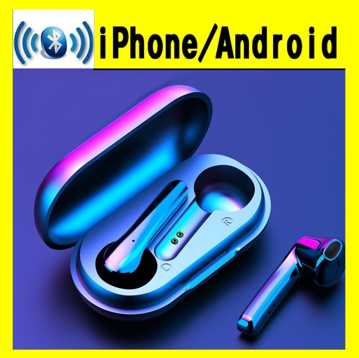 イヤホン 【 新品 】 ワイヤレス Bluetooth 5.0 airpods型 軽量 防水 小型 高音質 未使用 ヘッドホン android iPhone 対応 充電ケース_画像1