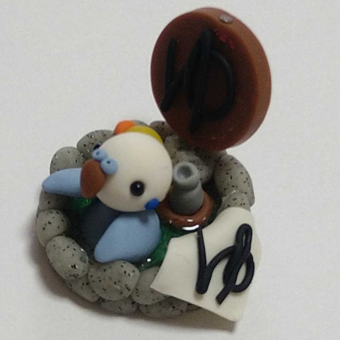 * hand made *se regulation parakeet hot spring ornament * miniature * resin clay * oven k Ray * glass dome attaching *