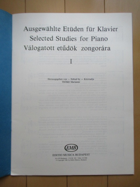 【洋書 楽譜】ausgewahlte etuden fur klavier selected studies for piano vologatott etudok zongorara 1　（Teoke）/EMB _画像3