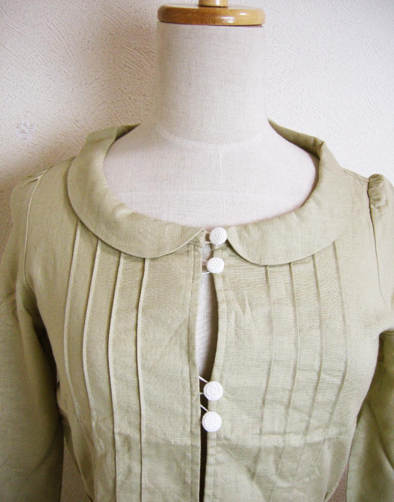 #BAPY[ Bapy ] оттенок бежевого вышивка дизайн лен . блуза S APE