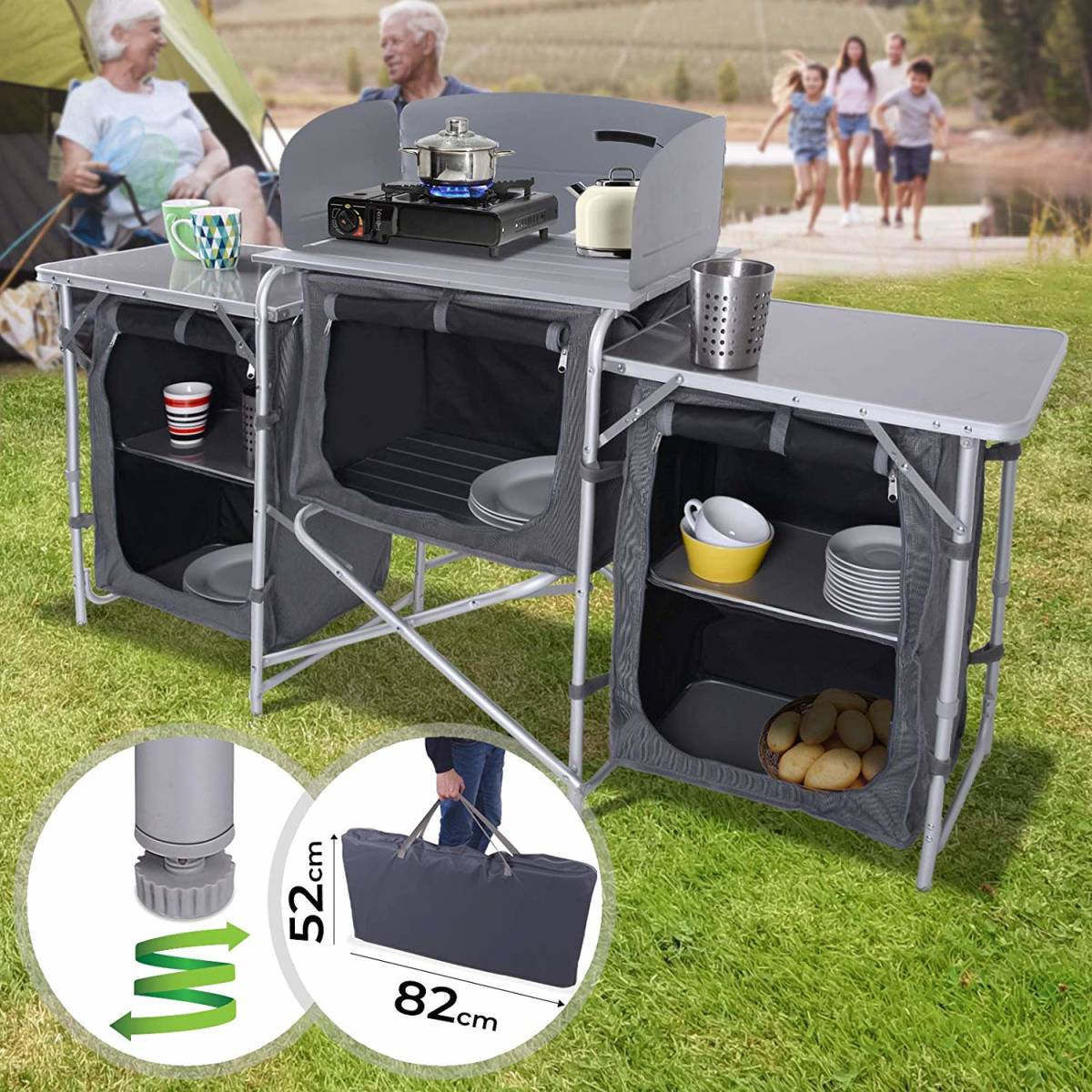 * euro outdoor -*BERGER company * folding kitchen table XL size * Carry case attaching * camp kitchen * cooking table *5