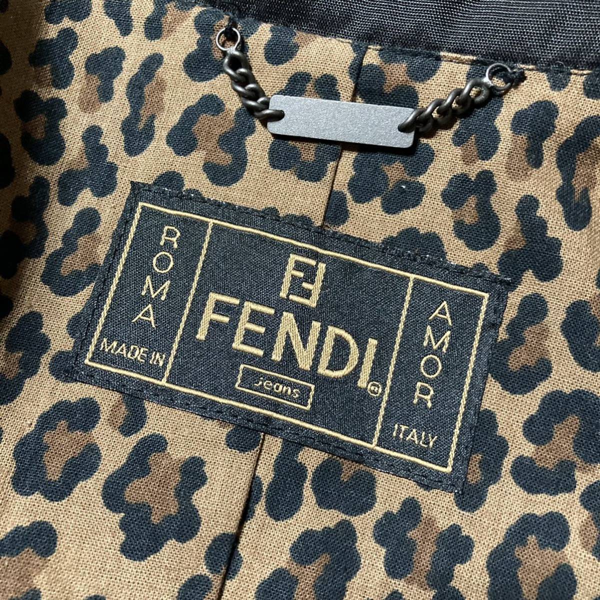 ★ FENDI フェンディ 80's 90's イタリア製 ライナーレオパード柄 トレンチコート ジャケット 40 レディース_画像8