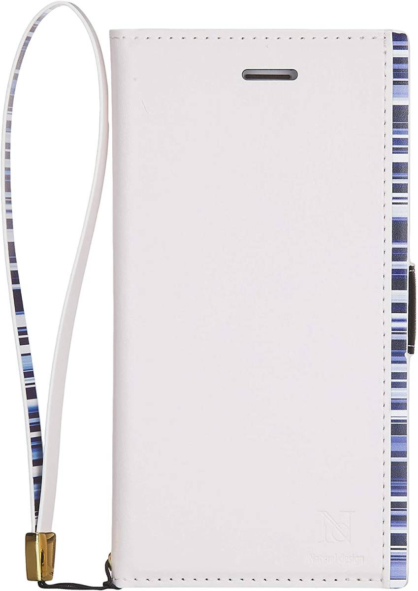 送料無料 訳あり 配送員設置送料無料 未使用品 iPhoneX iPhoneXs 【高品質】 5.8インチ 手帳型 PUレザー 白 design ハンドストラップ アクセントボーダー ケースNATURAL