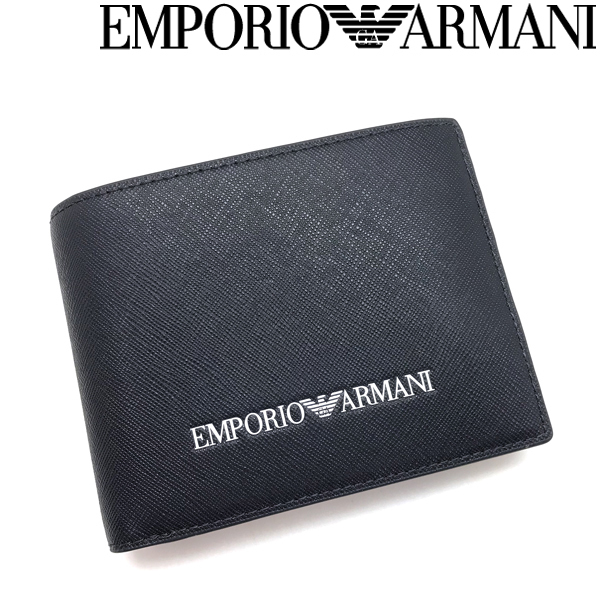 EMPORIO ARMANI エンポリオアルマーニ ブランド 2つ折り財布 小銭入れあり ロゴ レザー ネイビー Y4R165-Y020V-85159_画像1