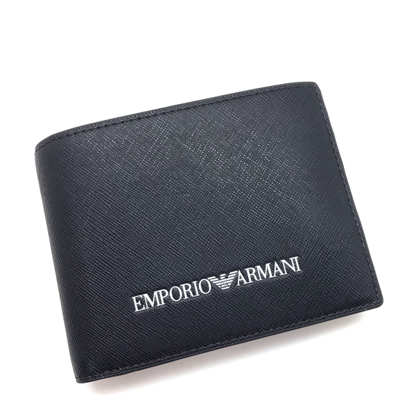 EMPORIO ARMANI エンポリオアルマーニ ブランド 2つ折り財布 小銭入れあり ロゴ レザー ネイビー Y4R165-Y020V-85159_画像2