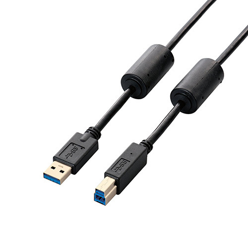 【5個セット】エレコム USB3.0ケーブル/A-Bタイプ/フェライトコア/2m/ブラック USB3-BF20BKX5(l-4589453003326)