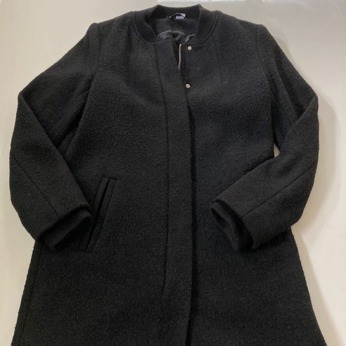 H&M ブラック　ロングコート　スタンドカラーコート　ZARA