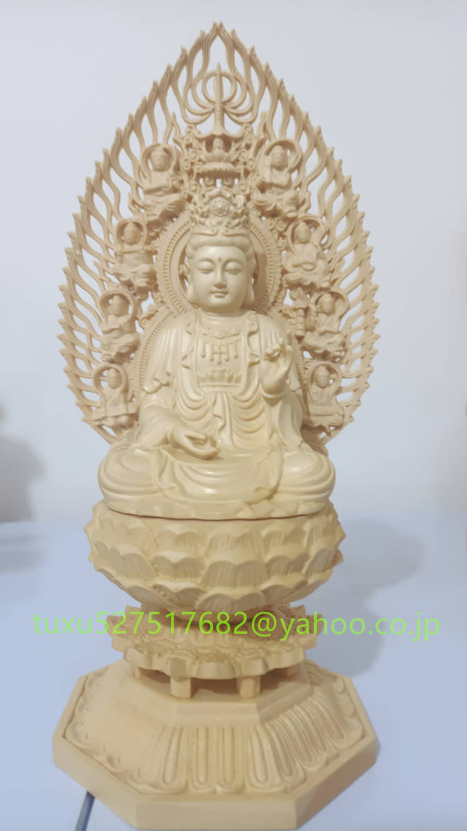 新作 勢至菩薩像 総檜材 29cm 仏教美術 木彫仏教　精密彫刻 仏師で仕上げ品　勢至菩薩座像_画像1